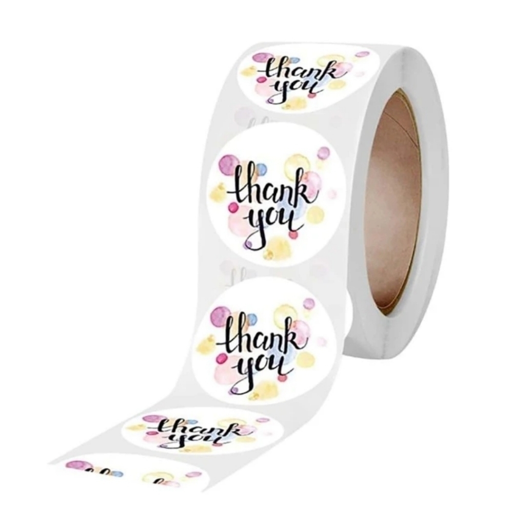 MULTI COLORED POLKA DOT THANK YOU STICKERS▪︎500 - Picture 3 of 6